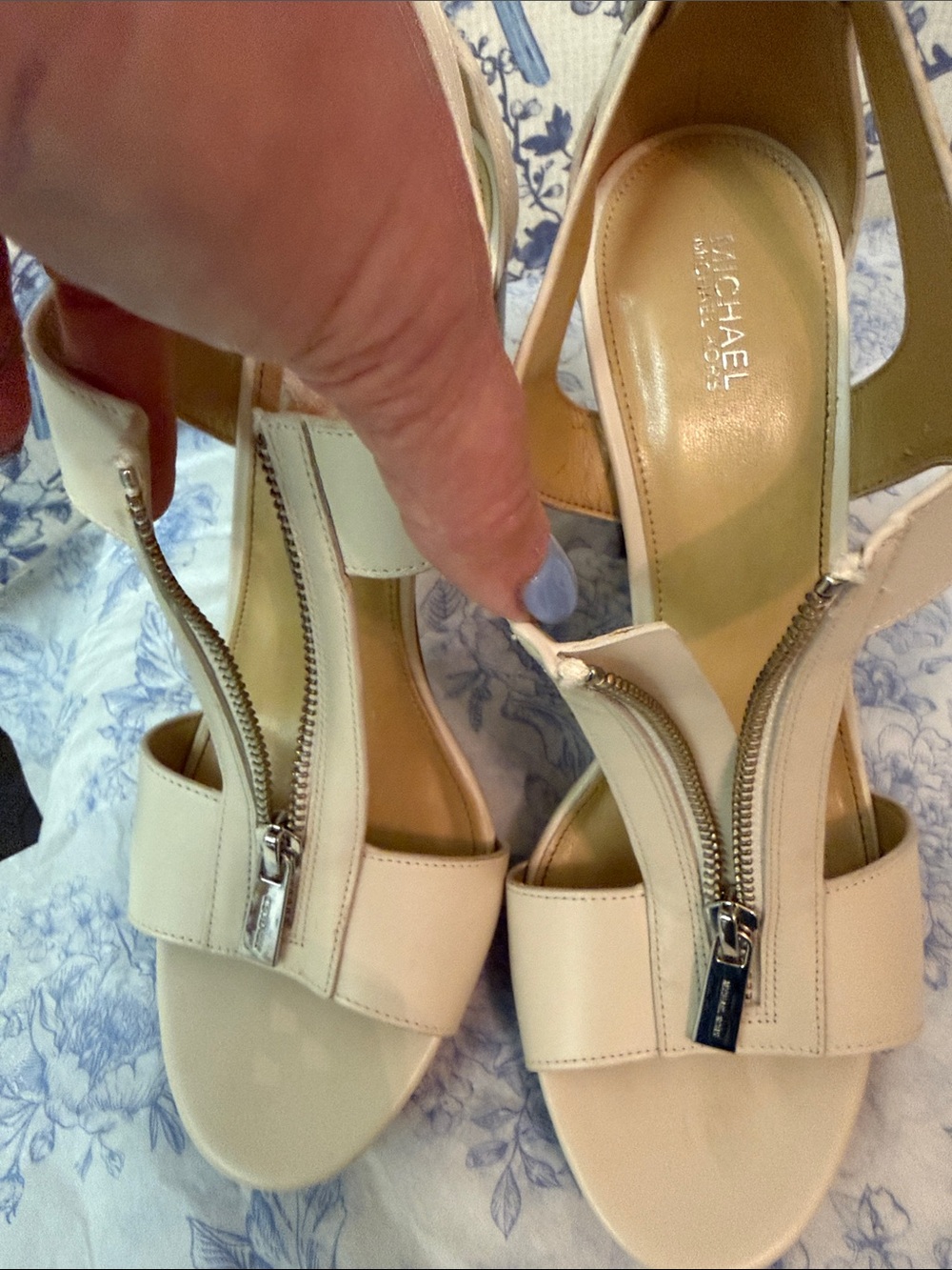 Michael Kors Blush Beige Open-Toe Zipper Heels - Picture 9 of 14
